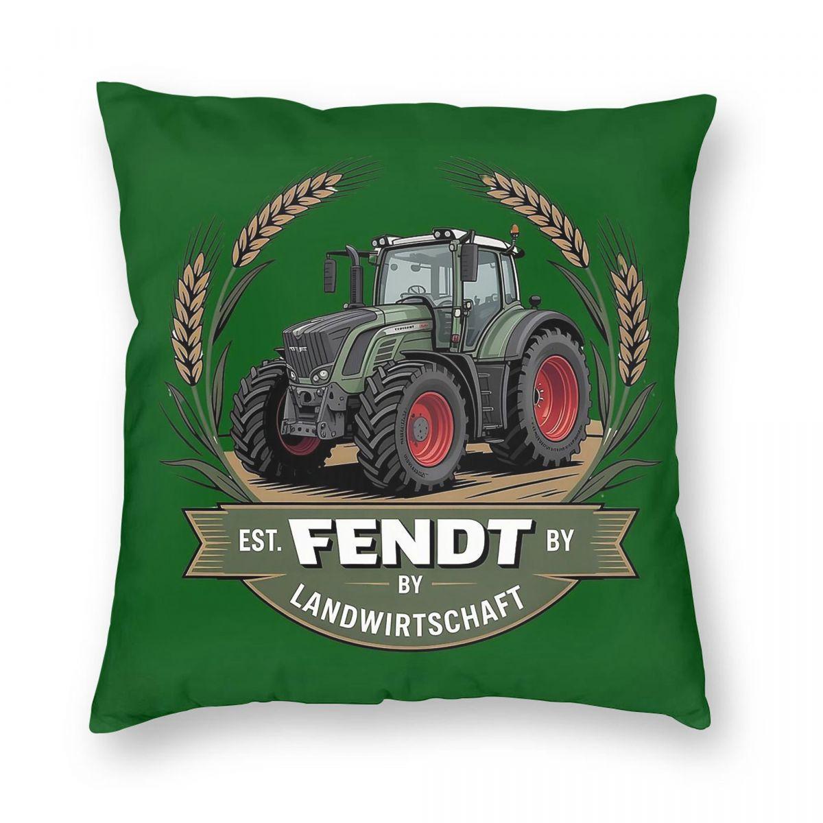 Fendt Landwirtschaft German Tractors Square Pillowcase Polyester Linen Velvet Pattern Zip Pillow Case Sofa Seater Cushion Cover Peach skin 18*18(CM)-1Pcs