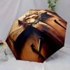 Open/Close Portable Folding Umbrella with 8-Rib Sturdy Canopy & Religious Icon Design (Wooden Cross & Crown of Thorns) - Compa