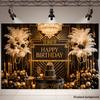 Two-dimensional flat photography backdrop party background curtain black and gold luxurious birthday celebrationzyc