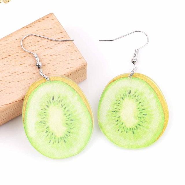 Trendy Funny Fruit Vegetables Acrylic Women's Drop Earrings Cute Strawberry Watermelon Lemon Cherry Dangle Earring Party Jewelry