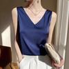 Dámský top camisole ze saténu s výstřihem do V - Bez rukávů, triacetátová základní vrstva na jaro.