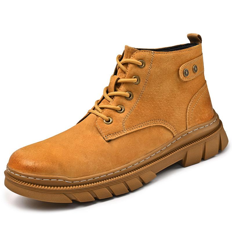 Leather retro trend high-top Martin boots fashion British style men's outdoor platform shoes solid color wear-resistant tooling boots