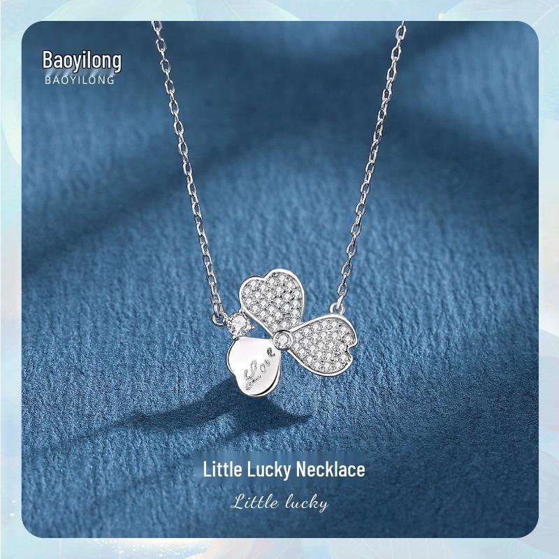 

Lucky Three-Leaf Clover S925 Silver Necklace - Korean Style Women s Fashion Clavicle Pendant Jewelry S925 Silver