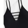Women One Piece Swimsuit Strappy V Neck Monokini Bathing Suit with Mesh Panel Adjustable Spaghetti Straps Swimwear