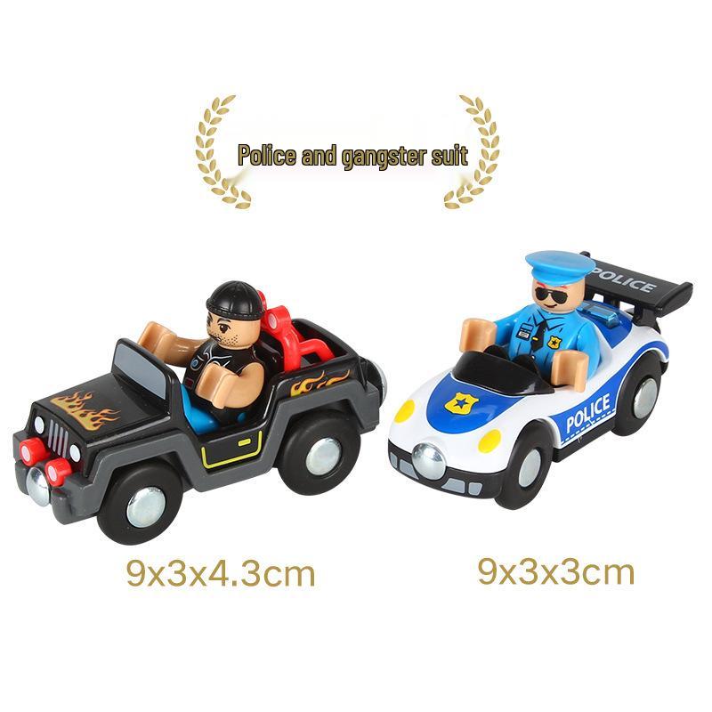 Magnetic Toy Train Set: Ambulance & Police Cars for Kids - Compatible with All Wooden Tracks