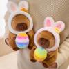 Easter Egg Capybara Stuffed Plush Toys Cute Animal Capybara Plushies Doll Bunny Rabbit Ears Hats Happy Easter Decor Kids Favor