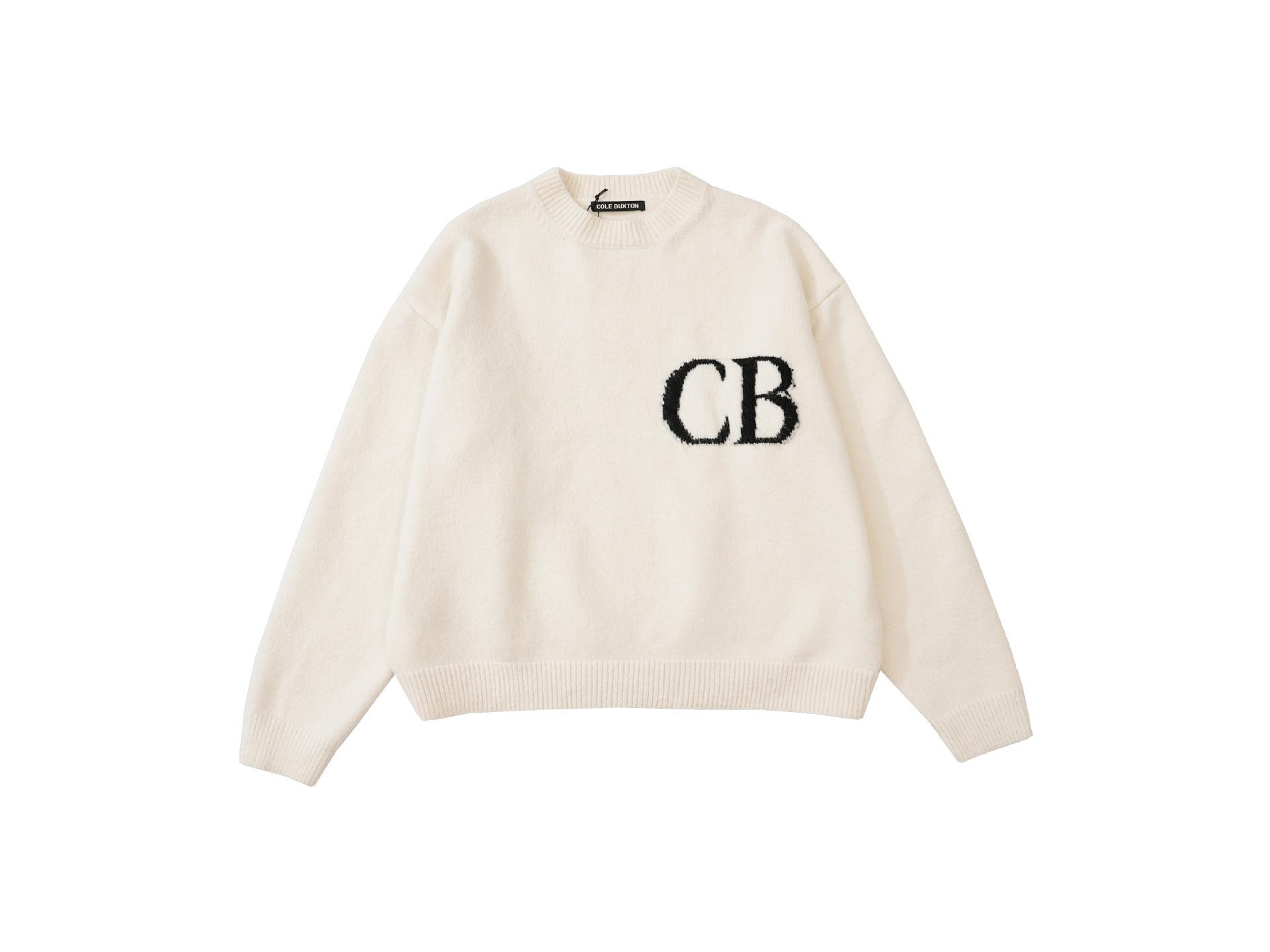 

Модний мінімалістичний жакардовий светр із логотипом CB - унісекс, вільний крій, круглий комір XL