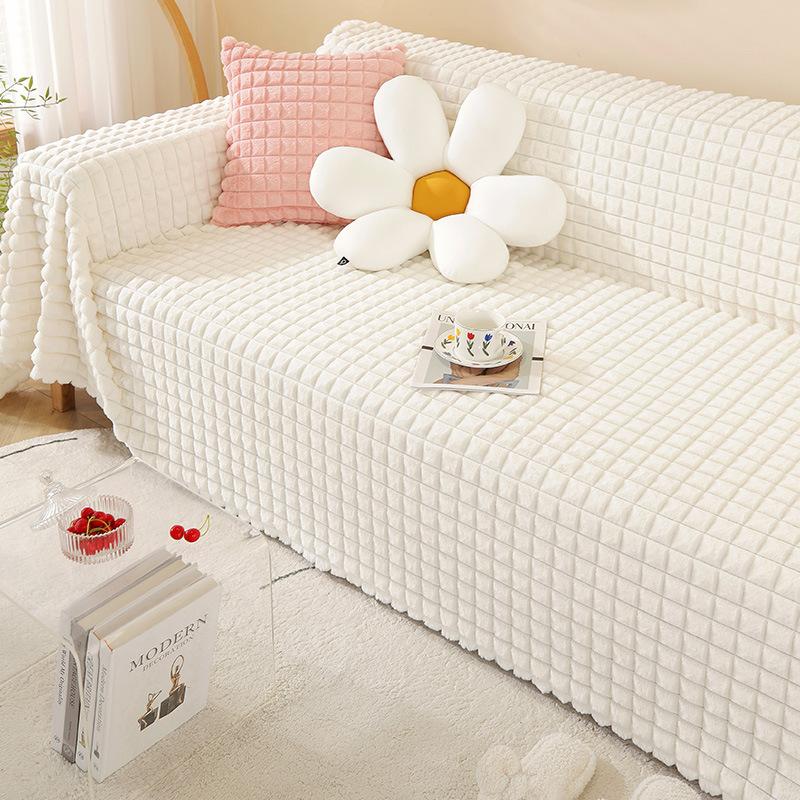 Rabbit Plush Sofa Cushion, Winter Light Luxury Plush Sofa Cover, Full Cover Scarf Cover, Universal Cushion, Non-slip Cover Towel