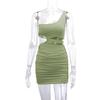 2025 Women's One-Shoulder Cutout Bodycon Dress - European & American Style, Sexy Short Skirt
