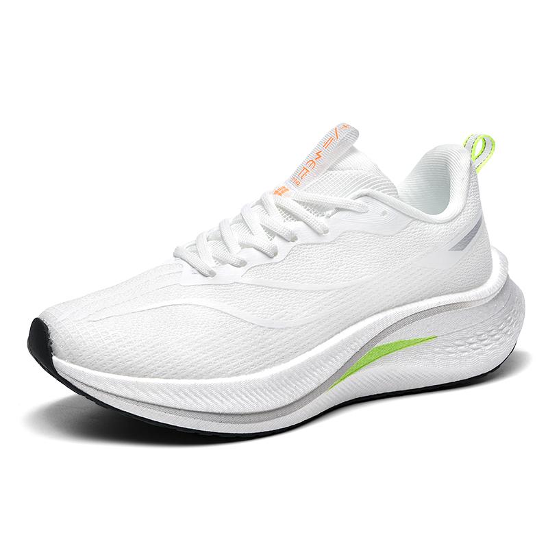 

New glow-in-the dark breathable mesh carbon plate sneakers for men popcorn shock-absorbing sports running shoes for women 45
