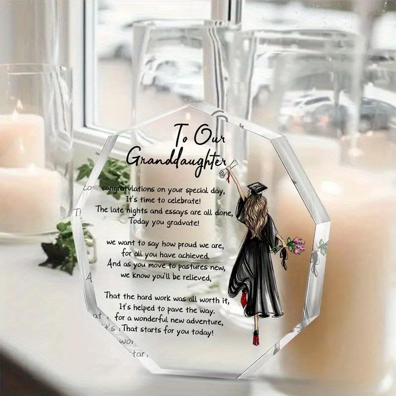 Graduation Plaque for Granddaughter, Inspirational Graduate Desktop Ornament, Sentimental Gift with Encouraging Words and Floral Design, Nurseries, H