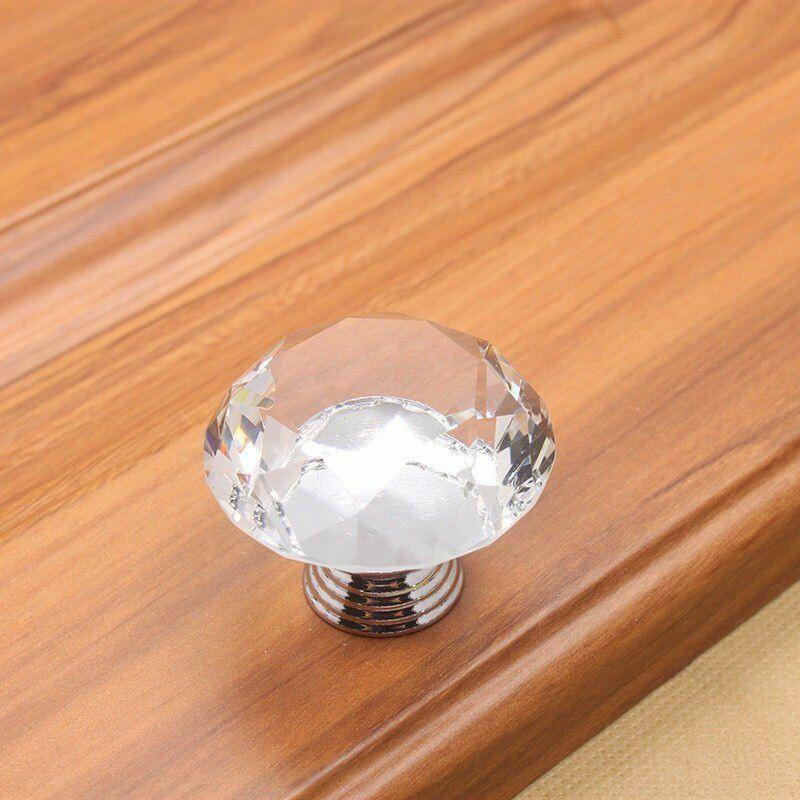 Premium Quality 10pcs Crystal Glass Cabinet Knob With Sparkling Diamond Design