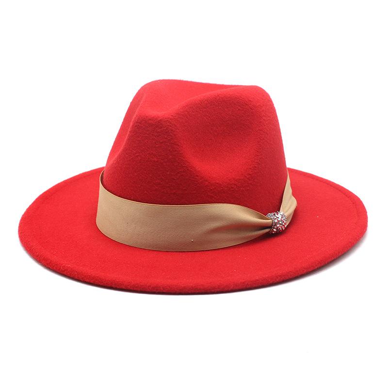 British Woolen Hat Women'S Spring Wide Brim Flat Top Internet Celebrity French Top Hat Flat Edge Imitation Wool Camel Jazz Hat