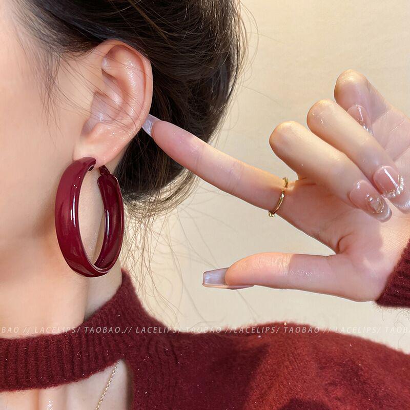 Bold Metal Circle Stud Earrings for Women – Statement Ear Cuff Hoop Jewelry