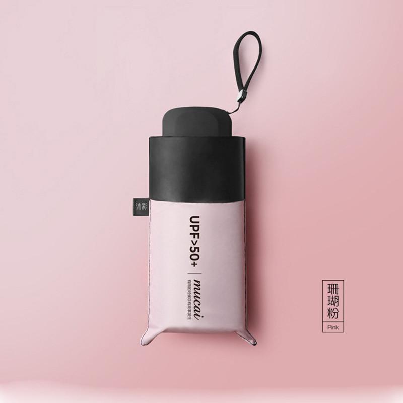 Ultra-mini Umbrella for Women Wind and Water Resistant Umbrella Sun Protection Windproof Strong Pocket Parasol UV50+ 5 Folding