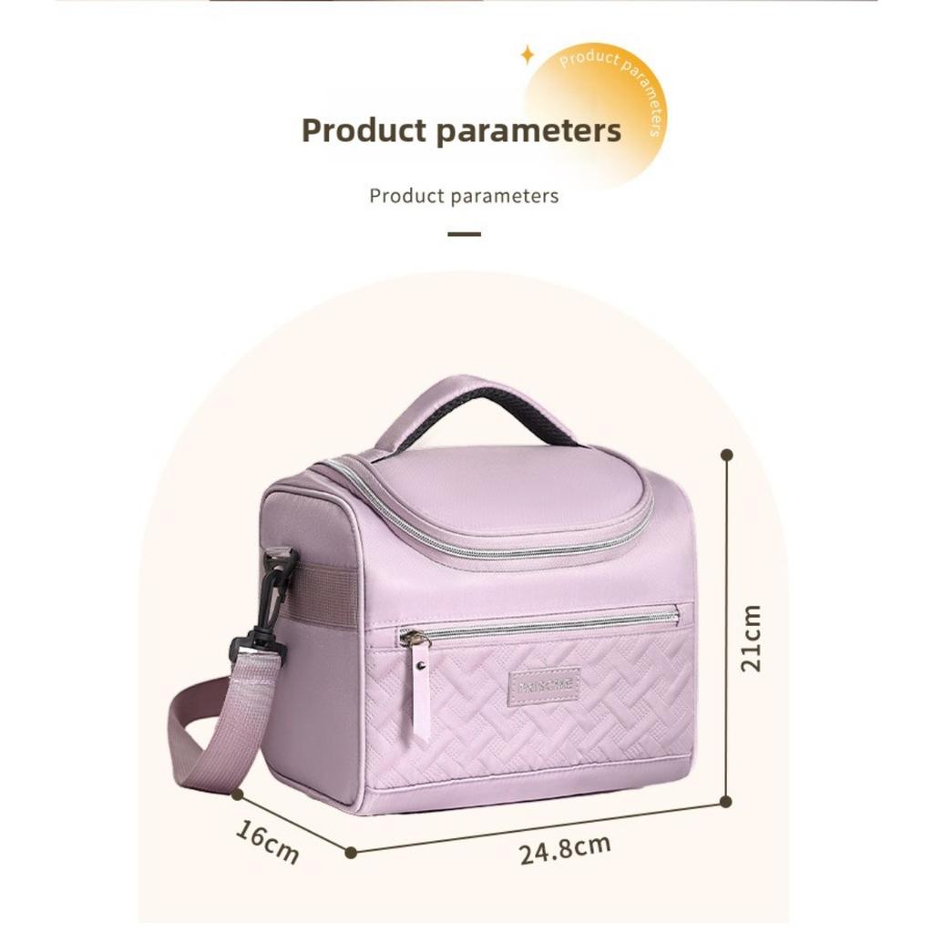 Large Insulated Lunch Bag, Portable Insulated Handbag with Adjustable Shoulder Strap and Handle, Hot and Cold Food Carrier, Outdoor Beach Cooler Bag