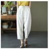 Solid Color Cotton and Linen Pants for Woman Vintage Loose Streetwear Harem Trousers Female Casual High Waist Drawstring Pants