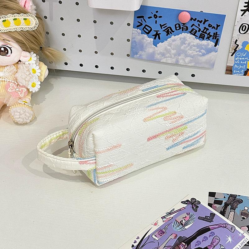 Travel Canvas Bag Stylish Storage Bag Pencil Case  Cosmetic Bag For Daily Commuting Outdoor Activities Travel белый