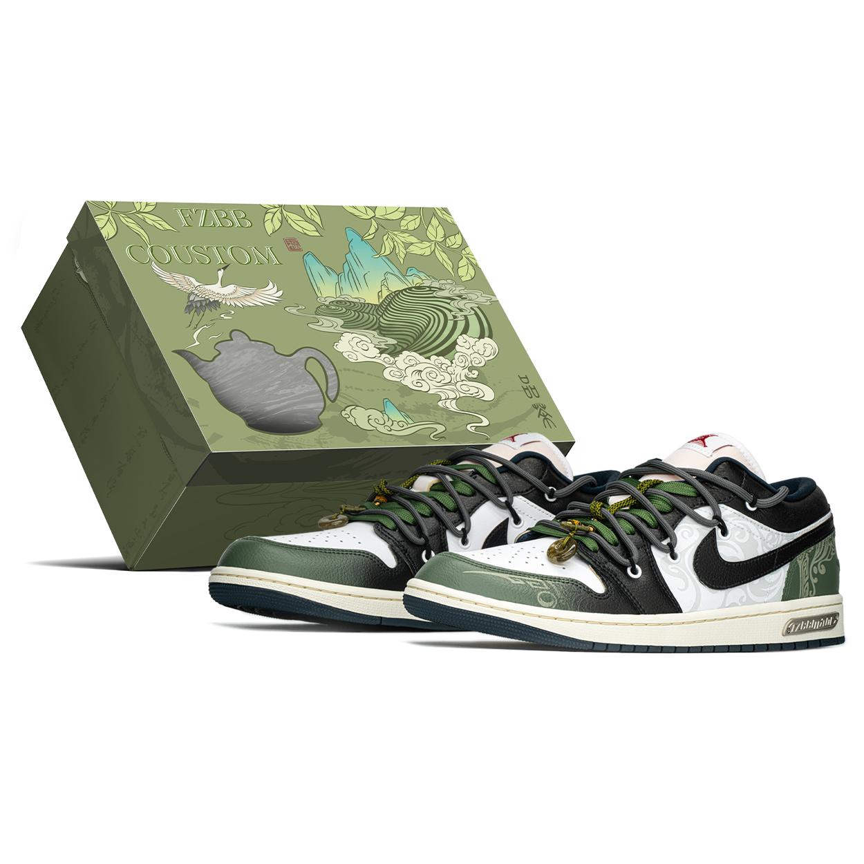 

Jordan Air Jordan 1 Leather Abrasion Resistant Abrasion Resistant Low top Vintage Basketball Shoes Men s Black Green HM3711-144(TeamA-S-BOX) 42.5
