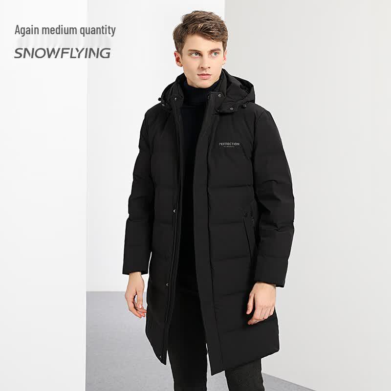 Xue Zhong Fei Men's Mid-Length Hooded Down Jacket