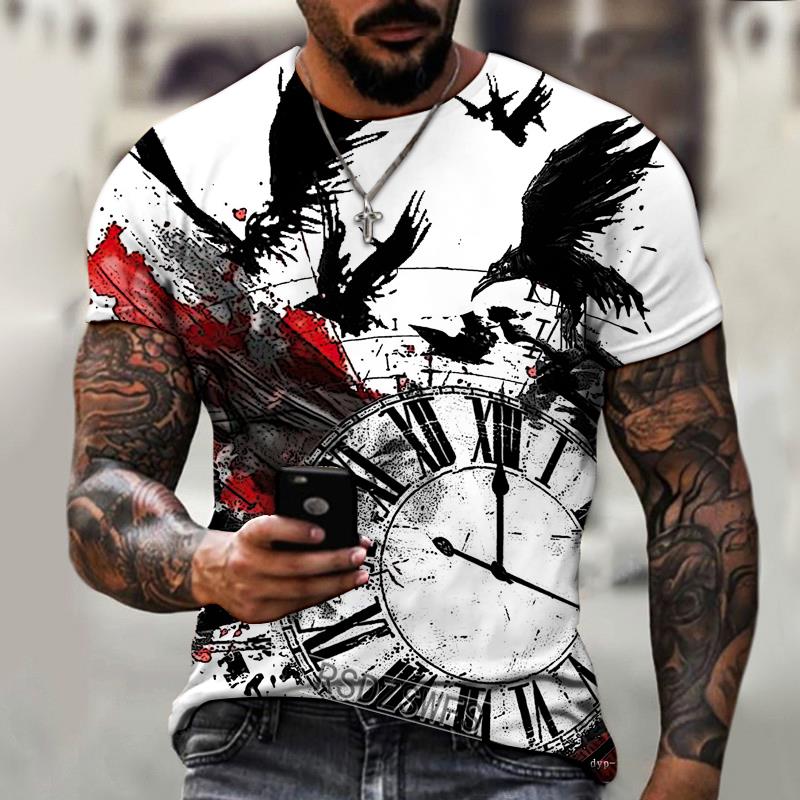 2022 Brand Men’s Shirt 3D Printing Retro Compass Street Cool Trend T-shirt O-neck Design Fashionistas Wear Oversize 5XL