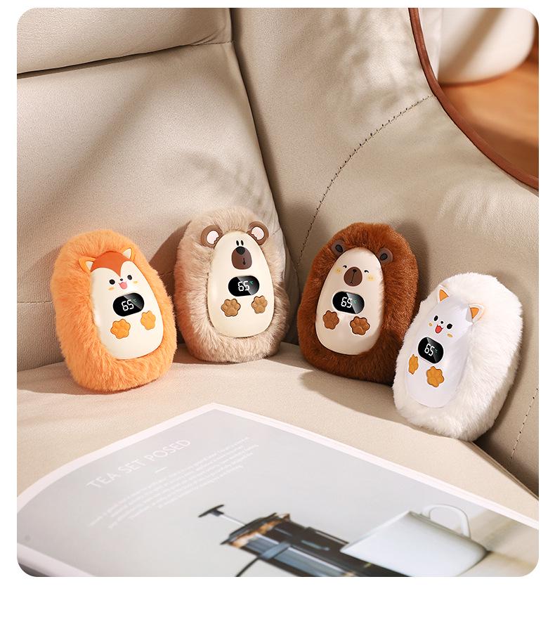 Xin Bai Lu Portable Plush Hand Warmer: Digital Display, Rechargeable Lithium Battery, Ideal Student Companion & Gift