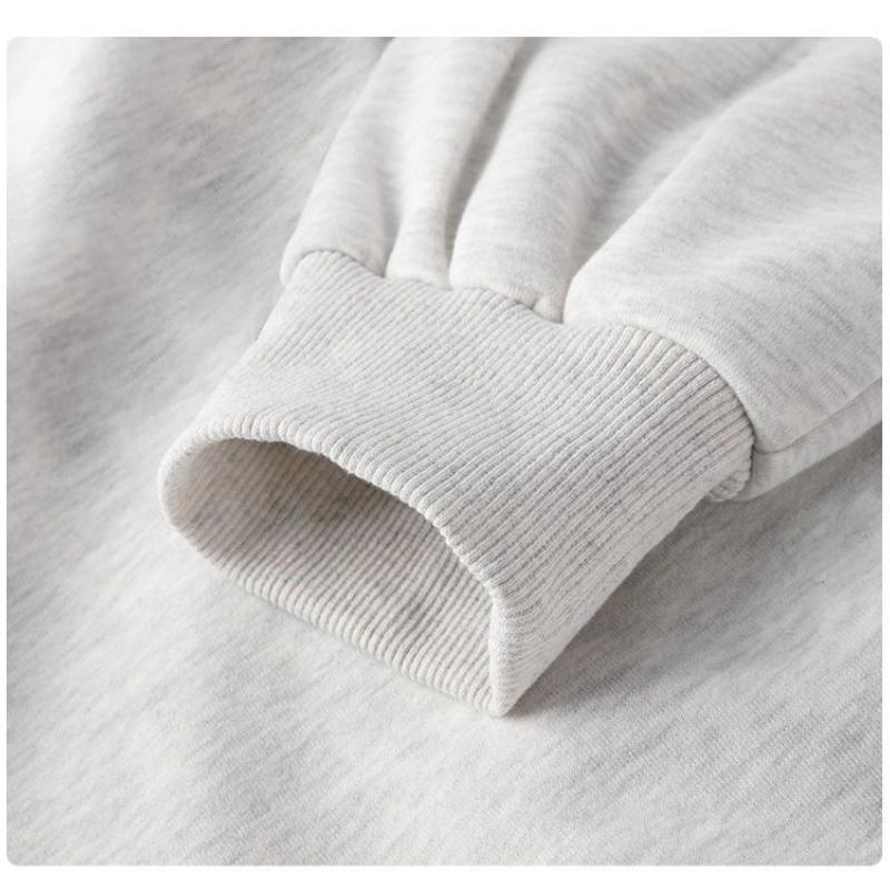 Ladies Cartoon Pattern Solid Color Hoodie Korean Letter Decorated Round Neck Hoodies Winter Loose Versatile Woman Top