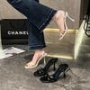 Kendou Wind Year New Summer Roman White Design Sense Square Head Word with Niche Stiletto Sandals