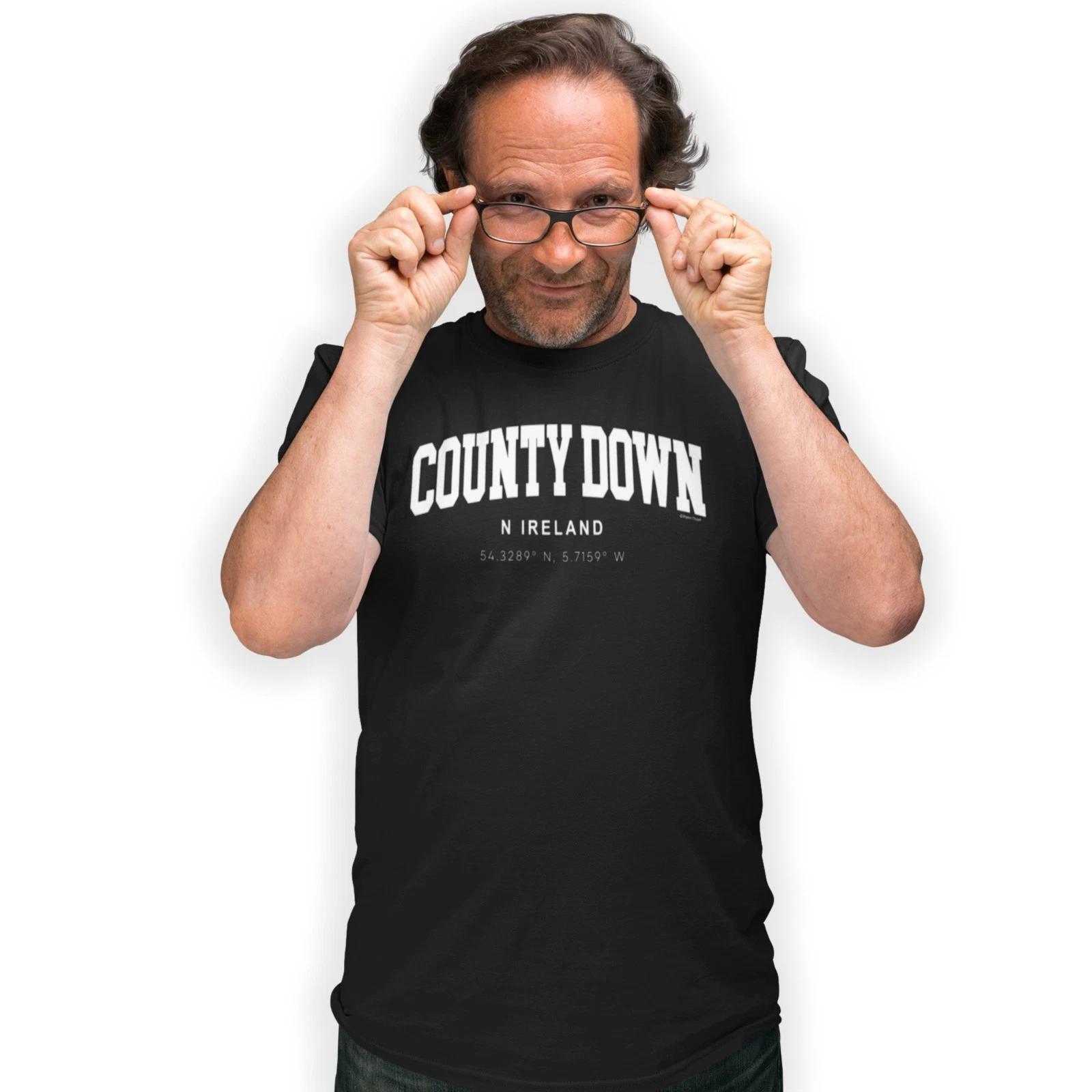 County Down Varsity Style Print With Coordinates Hand Printed T-Shirt Size M