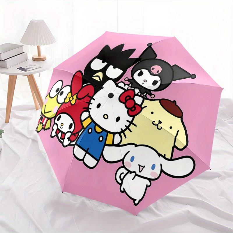 Hello Kitty, Sanrio Automatic Open/Close Umbrella Cute Umbrella with Cute Design, Portable 3 Fold Compact Umbrella for Men & Women, Hallowee