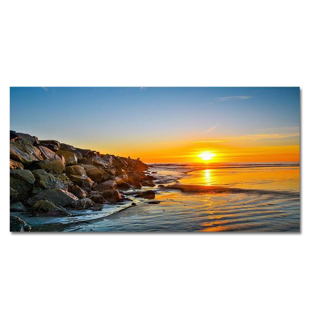 

Закат, пляж, морской пейзаж, настенное искусство, гора, холст, живопись, постеры и принты, современная настенная художественная картина для гостиной 20x40cm