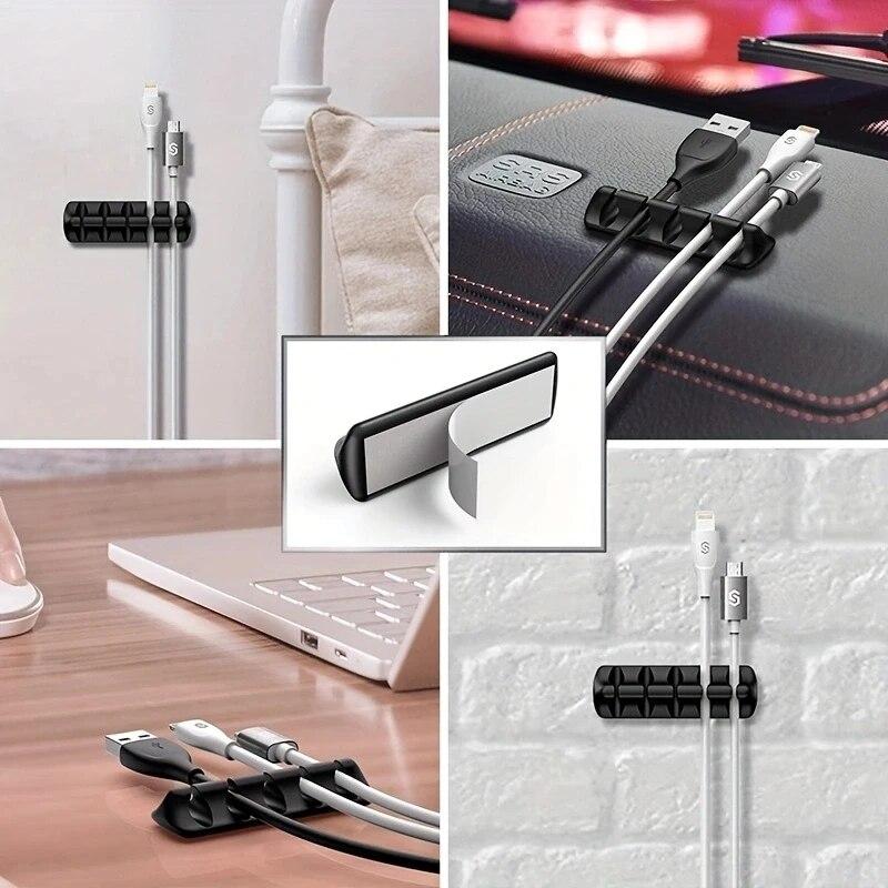 5 Packs/15 Slots Cable Clips - Cord Holders - Self Adhesive Cable Management Organizer - Home, Office,  Desk Accessories