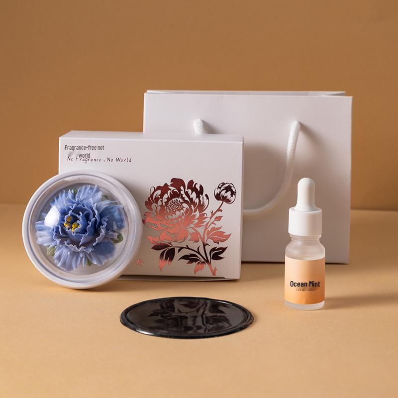 Фарфоровый аромадиффузор в форме цветка пиона: Керамическое украшение ручной работы для дома, чайной комнаты или автомобиля. 10ML