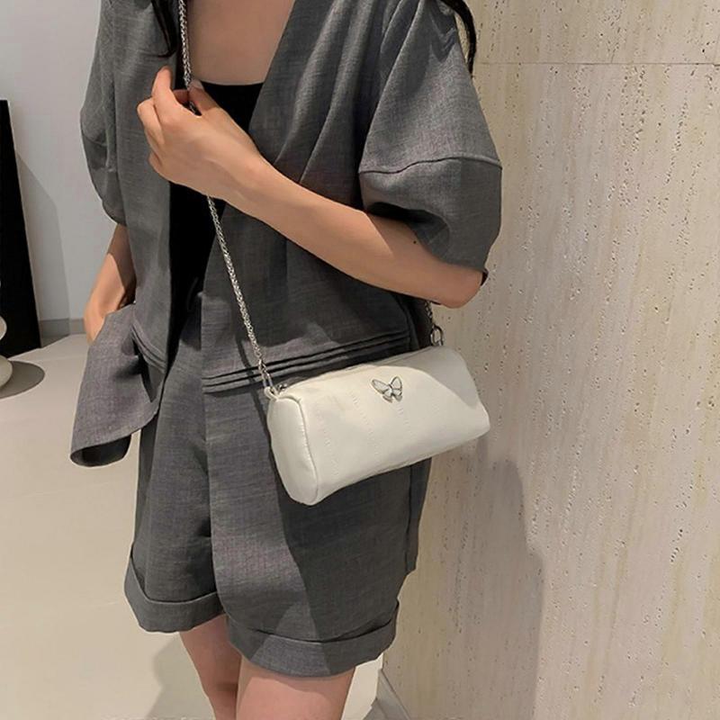 Womens Handbag Chain Strap Crossbody Bag Butterfly Messenger Bag Trend Shopping Dating Bag PU Leather Shoulder Bag White