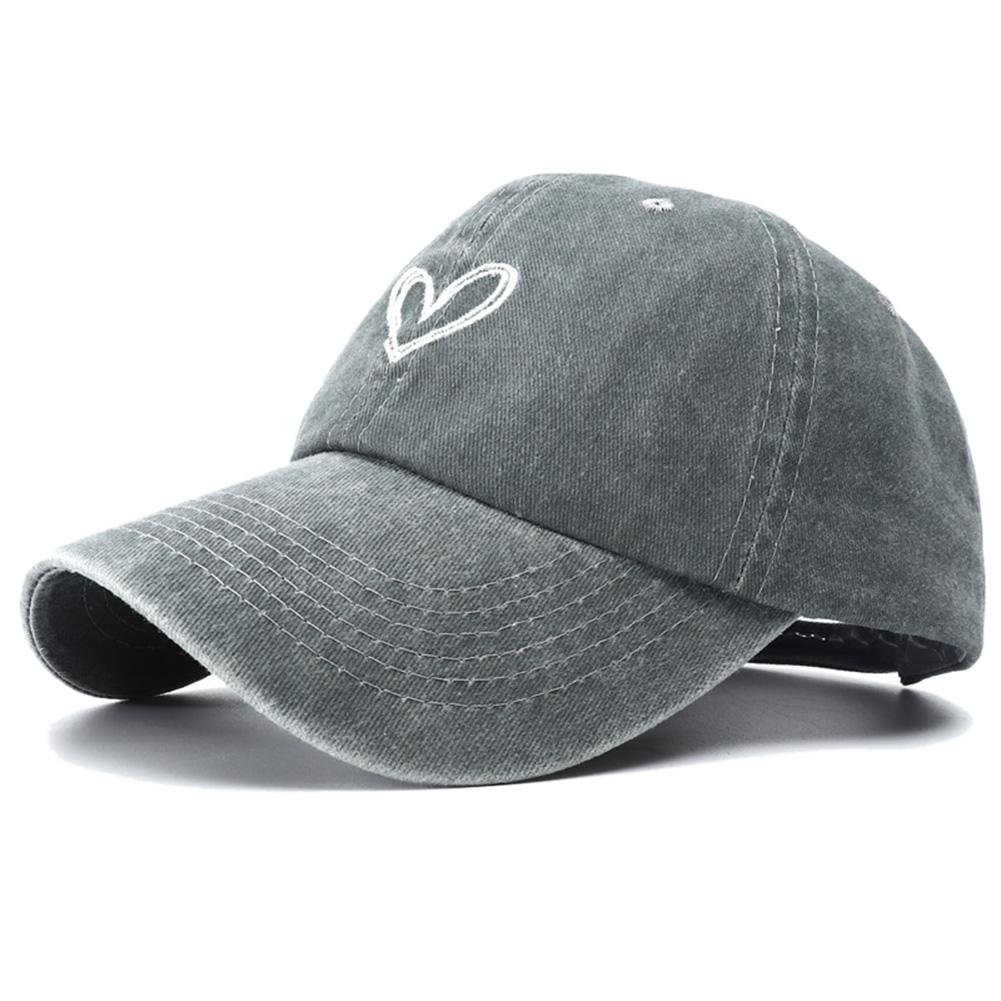 Black Vintage Fashionable Trendy Women Cap Snapback Adjustable Hat Baseball Cotton Washed Stitching Embroidered Heart Love Cute New Brand Latest
