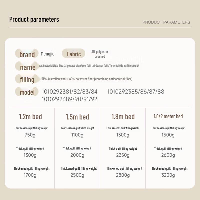 

Mengjie Antibacterial Australian Wool All-Season Duvet