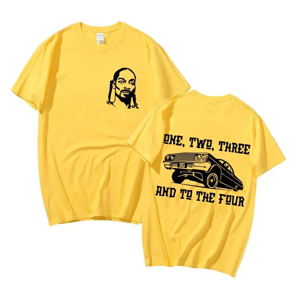 Summer 2024 Male Rapper Snoop Dogg Character Print T-shirt Cotton Streetwear Hip Hop Style Short Sleeves