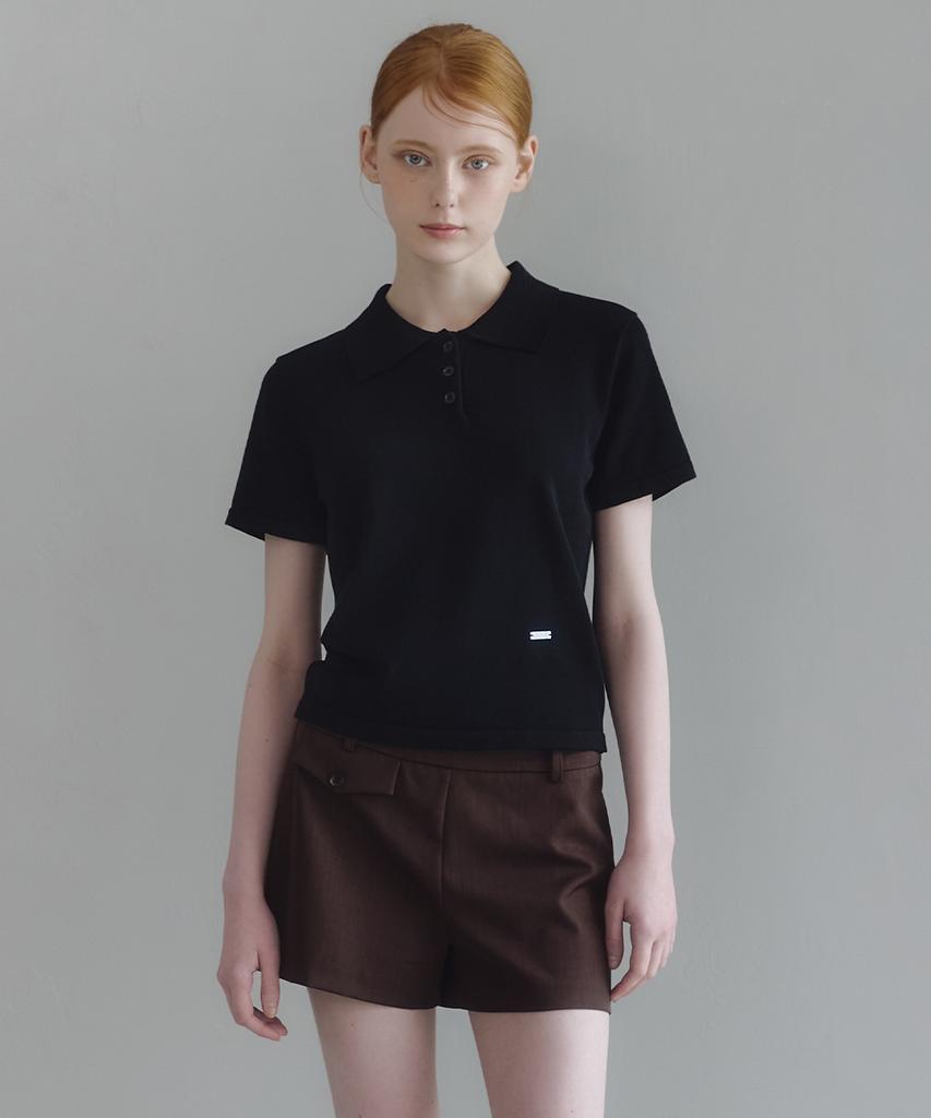 MICANE Stevie Basic Collared Shorts Sleeve Knit