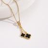 Elegant Gold-Plated Chinese-Style Four-Leaf Clover Necklace with Imitation Hetian Jade Pendant for Women