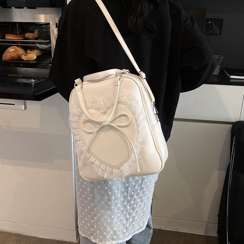 Large Capacity Handbag Women's New Fashion Lace Love Bow Backpack