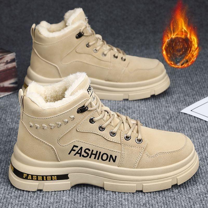 

Высокие Утепленные Мужские Зимние Ботинки Плюшевые Теплые Ботильоны Нескользящие Водонепроницаемые Морозостойкие Хлопковые Ботинки Botas Para Hombre 44 хаки