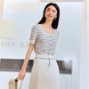 Same style JZ Jiuzi minimalist texture striped knitted sweater for women's summer collection JWEX31230 in the mall