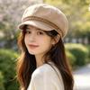 Retro Corduroy Octagonal Hat Women's Autumn and Winter Braided Newsboy Hat Showing Face Small Versatile Painter Hat