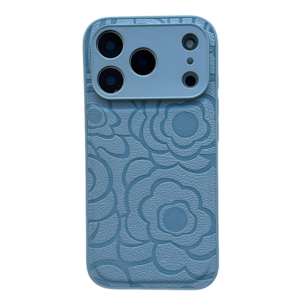 Luxury Camellia Leather Texture Phone Case for iPhone 17 Pro Max & 16, Autumn/Winter Edition