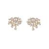 French Light Luxury Fashion Versatile Diamond-encrusted Pearl Fireworks Earrings Stud Earrings S Silver Needle Temperament High-end Earrings Women