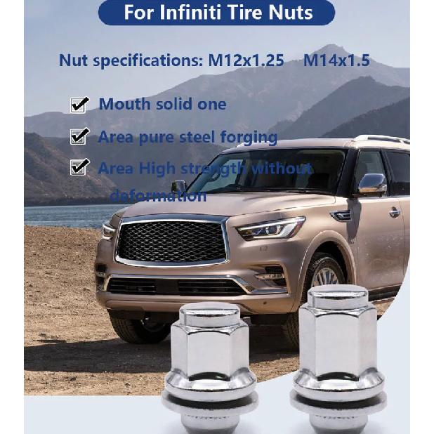 M12* 1.25 Standard Wheel Lug Nuts For INFINITI Q40 Q50 Q60 Q70 Q70L QX50 QX70 EX37 FX50 G37 M35h M37 M56 EX35 G25 FX35 Hub Nuts