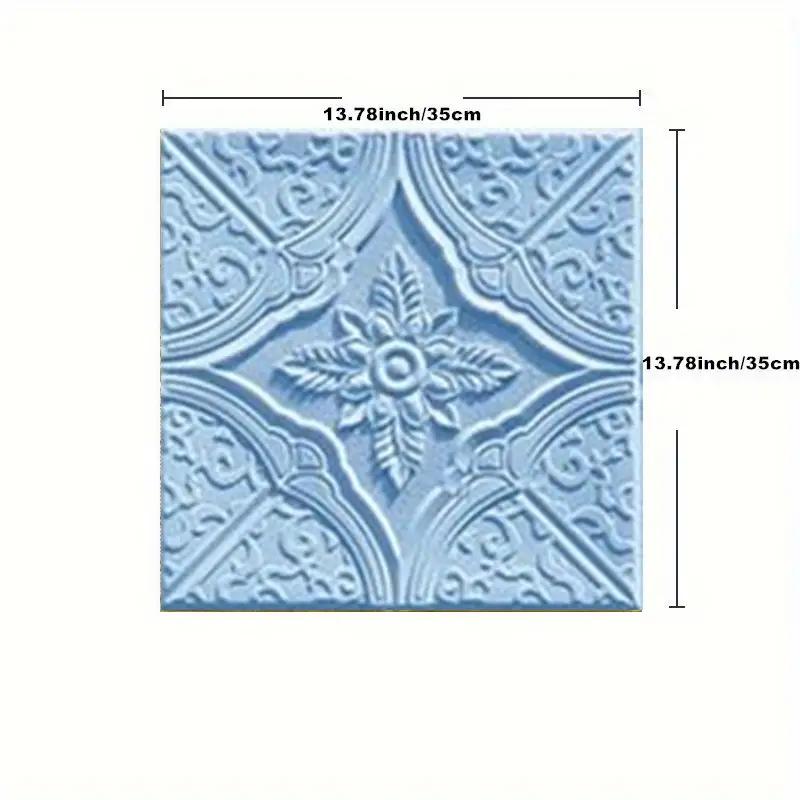 3D waterproof self-adhesive wall sticker 35*35cm three-dimensional ceiling roof kitchen decoration foam wallpaper