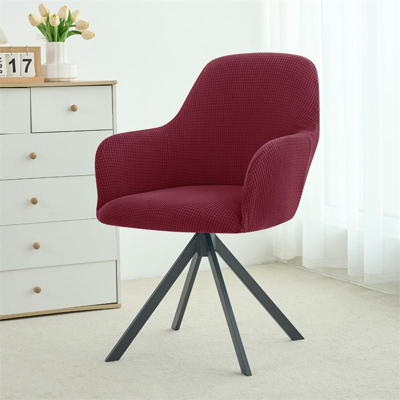 Nordic Style Universal Semi-Circular Dining Chair Cover with Fully Enclosed High Curved Armrests