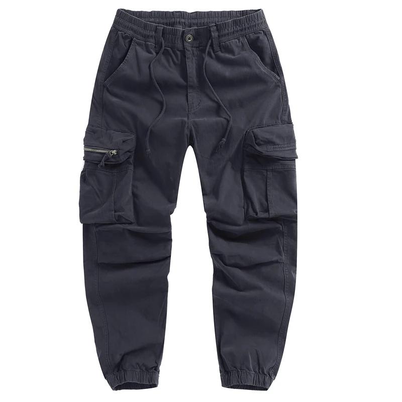 Frühling Herbst Mode Herren Baumwolle Arbeitshose Herren Lässige Schwarze Hose Herren Armeegrün Cargohose Herren Elastische Taille Hose