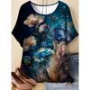 Sommer Damen 3D-Druck Rundhals T-Shirt Mode Vielseitig Atmungsaktiv Trend Lässig